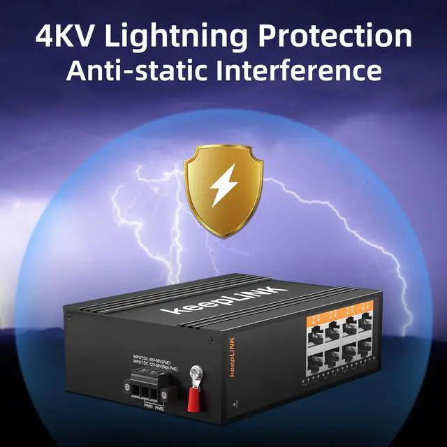 Alt view image 6 of 7 - 8 Port Industrial Gigabit Switch, DIN-Rail Network Switch Unmanaged, IP40, Operating Temperature Range of -30°  75°C (-22° 167°F)