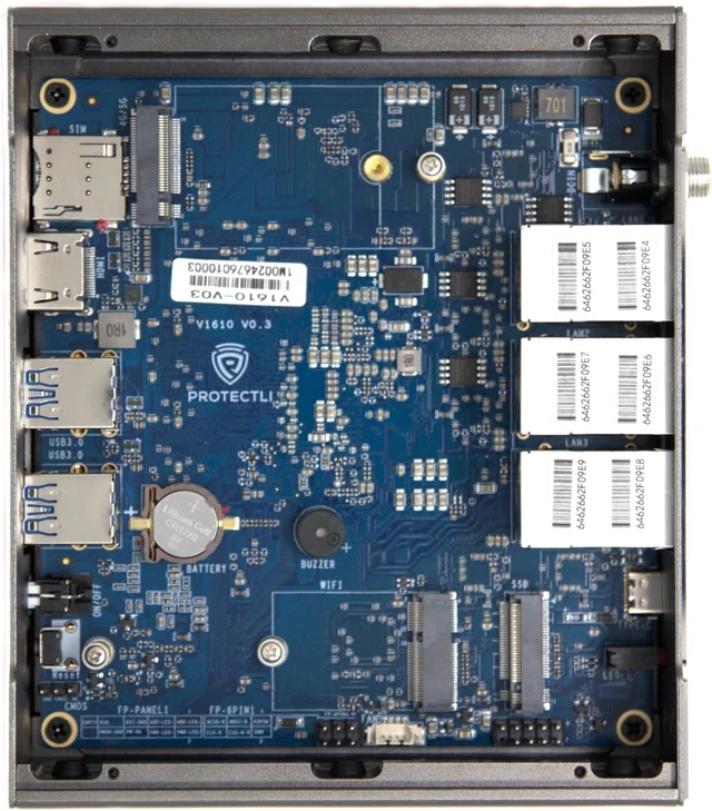 Alt view image 3 of 4 - Protectli Vault V1610 (with coreboot) - 6 Port, Micro Appliance/Mini PC - Intel N6005, 6X 2.5G NICs, 16GB LPDDR RAM on-Board, 32GB eMMC on-Board