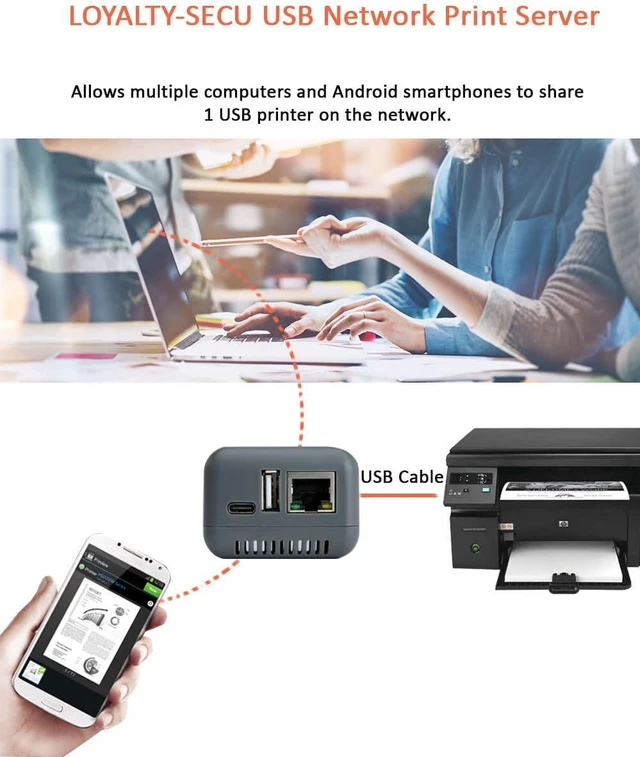 Alt view image 3 of 7 - Mini USB Network Print Server - Share USB Printer with Multiple Devices - Easy Setup, Compatible with Windows, Mac, Linux, Android
