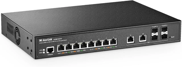 Main image of MokerLink 8 Port 2.5 Gigabit Managed Switch, 2x10G Ethernet Ports, 4x10G SFP+ Ports, Web/CLI L3 Managed, Desktop