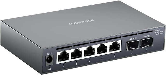 Main image of 7 Port 2.5G Unmanaged Ethernet Switch with 2x10G SFP+ , 2.5 Gigabit Network Switch, 2.5Gb Ethernet Hub, Plug & Play, Metal Housing, Desktop/Wall-Mount