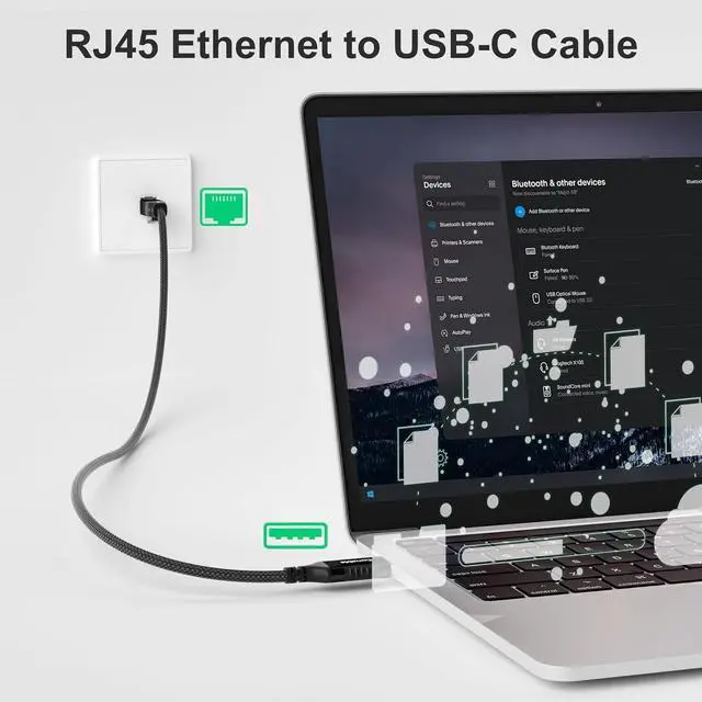 Alt view image 3 of 6 - USB to Ethernet Cable 15 FT, USB 3.0 Type A to RJ45 Cable, USB to Network Internet LAN Adapter, Gigabit, Directly Connected, Aluminum, Braided, Compatible with Laptop, PC, Switch and More