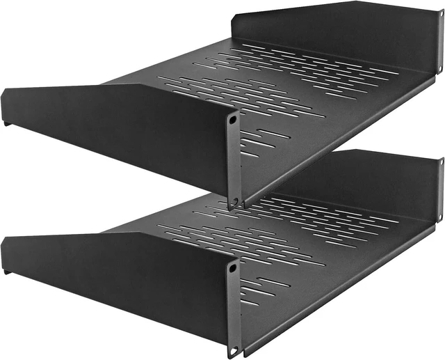 Main image of 2 PCS 2U Rack Shelves 14 Inch Depth, Rack Mount Vented Cantilevers for Server 19" Server Racks & Network Cabinets Black