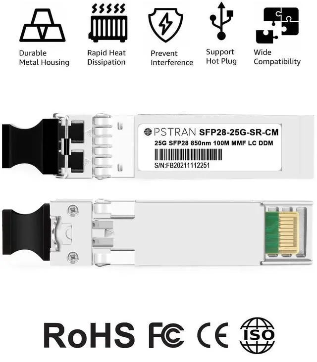Alt view image 4 of 5 - 25GBASE-SR SFP28 Optical Transceiver Module Compatible with Palo Alto Networks PAN-25G-SFP28-SR PAN-SFP28-25GBASE-SR 25G SFP28 850nm 100m DOM Duplex LC MMF 4 Pack