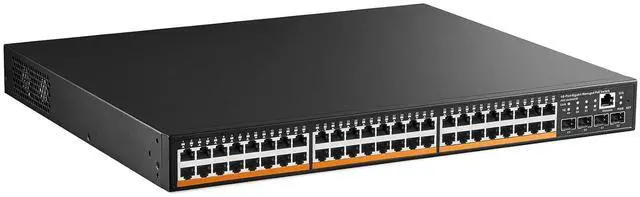 Main image of 48 Port PoE Gigabit Managed Switch, 4x1G SFP, IEEE802.3af/at/bt 600W, VLAN/Qos/PoE/Security Web/Cli L2 Managed Rackmount Switch
