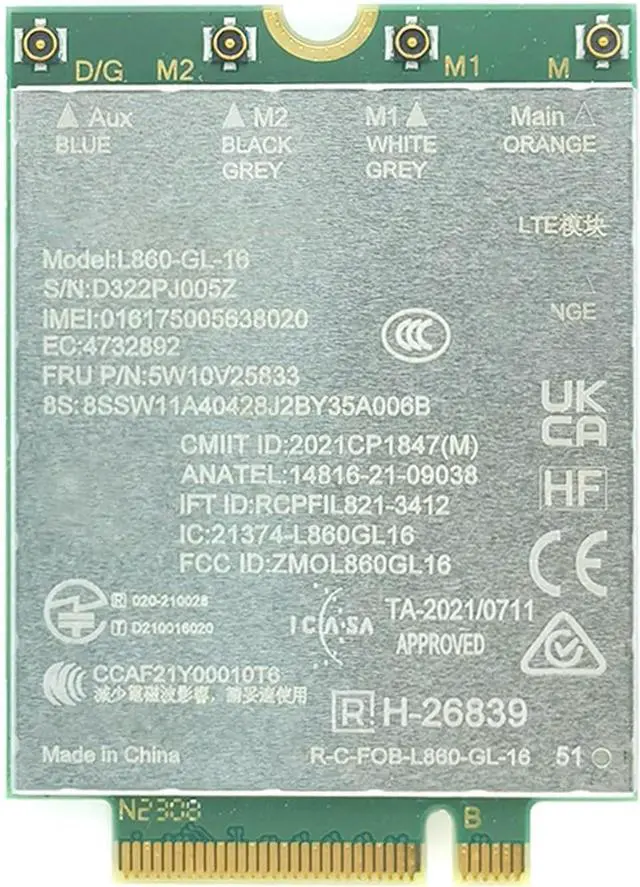 Alt view image 3 of 7 - L860-GL-16 4G LTE And WCDMA Compatible Networking Card With Form Factor For L13 P14S P16 T14 T16 PC Use Laptop Desktop Tablets