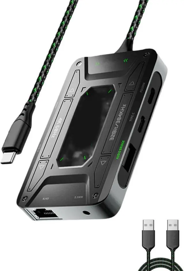 Alt view image 7 of 7 - Docking Station for DS7 Headphone Adapter PD100W 5Gbps Charging, 3.5mm Auditory Type C Adapter 1000M for Game Pad TypeC Hub