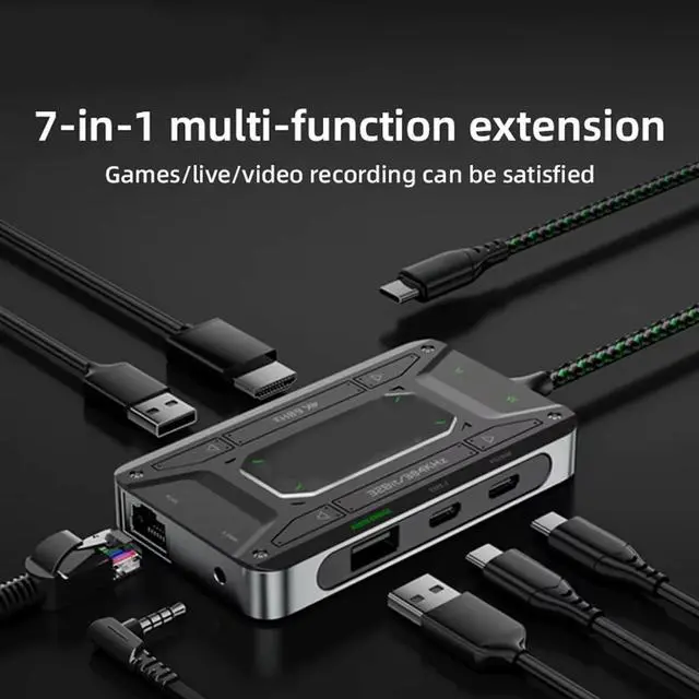 Alt view image 6 of 7 - Docking Station for DS7 Headphone Adapter PD100W 5Gbps Charging, 3.5mm Auditory Type C Adapter 1000M for Game Pad TypeC Hub