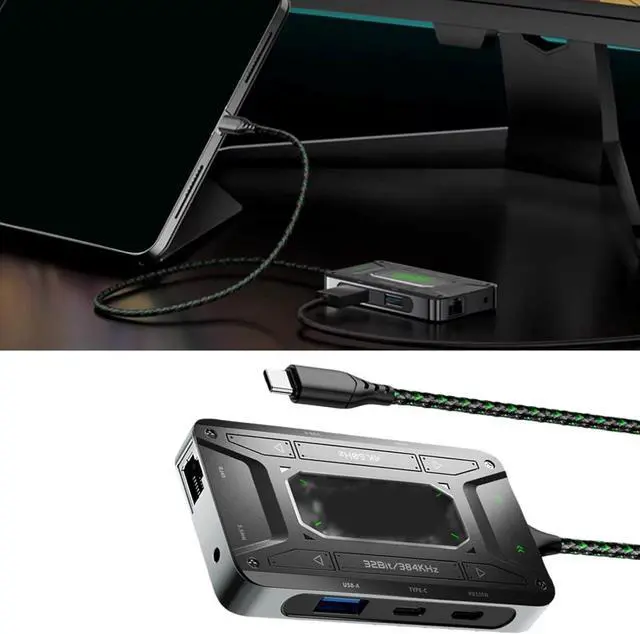 Alt view image 2 of 7 - Docking Station for DS7 Headphone Adapter PD100W 5Gbps Charging, 3.5mm Auditory Type C Adapter 1000M for Game Pad TypeC Hub