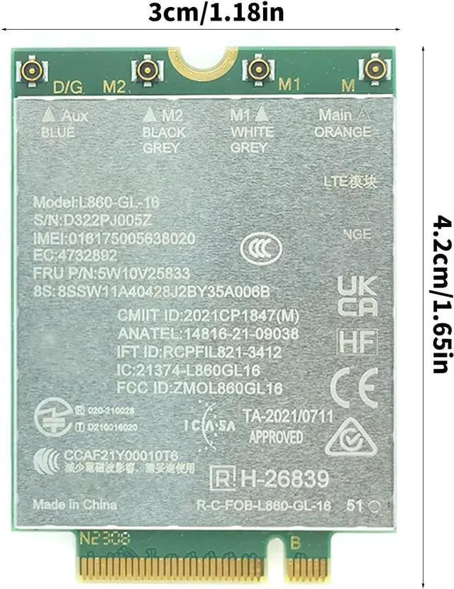 Alt view image 5 of 7 - L860-GL-16 4G LTE And WCDMA Compatible Networking Card With Form Factor For L13 P14S P16 T14 T16 PC Use Laptop Desktop Tablets