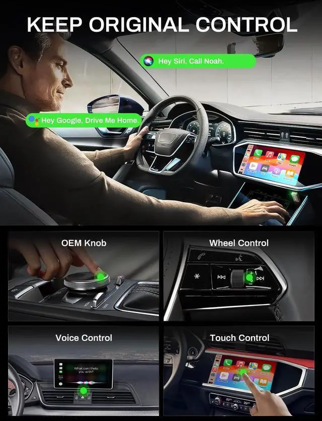 Alt view image 4 of 7 - 2-in-1 Wireless CarPlay Adapter Support ap CarPlay & Android Auto, Mini Bluetooth USB A & USB C Dongle Convert Wired to Wireless Compatible with iPhone & Android