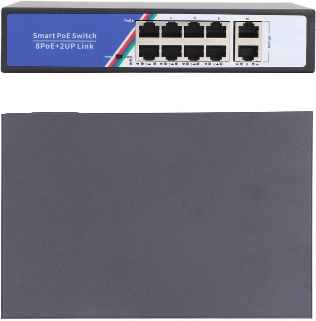 Alt view image 7 of 7 - for Servers and Adapters - 10 Port PoE Switch Unmanaged Plug and Play Ethernet Network Switch with 20Gbps Switching Capacity, Metal Housing, 100 - 240V US Plug and 4KV Port