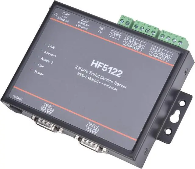 Alt view image 7 of 7 - Dual Serial Port Serial Server RS232 RS485 RS422, 5-36VDC Power Input, 2 Ethernet Ports - High Speed 230400bps, Secure TLS AES Encryption, Industrial Network Communication