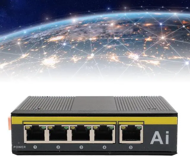 Alt view image 3 of 7 - 5 Port Industrial Ethernet Switch, DIN Rail Mount POE Switch with 1 Uplink, Wide Operating Temperature 40°C to 80°C, 10/100Mbps Industrial Network Switch for Smart Grid and Harsh E