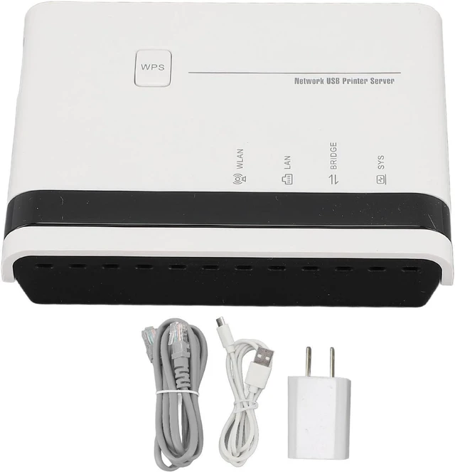 Alt view image 7 of 7 - Cuifati USB Printer Server with 2 Ports 10/100Mbps, Wired Wireless Network Print Server for Home Office 7 8 10 11 OS X (US Plug)