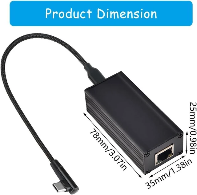 Alt view image 5 of 7 - 10/100Mbps Power Over Ethernet to USB C Converter for Smartphone USB C to Ethernet Adapter 10/100Mbps Ethernet Adapter f