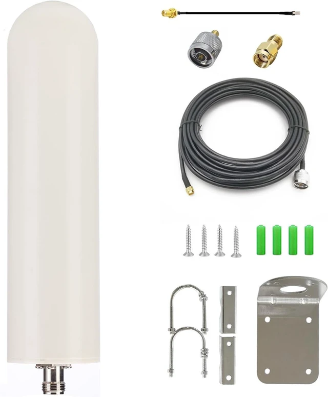 Main image of 5G 4G LTE Outdoor Omni Antenna with 10ft Cable SMA Male & N Male TS9 RP Adaptor Wall & Mount Waterproof for Verizon ATT T-Mobile Sprint Router Gateway Modem Cellular Trail Camera Home WiFi Internet