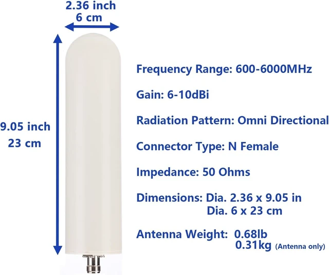 Alt view image 7 of 7 - 5G 4G LTE Outdoor Omni Antenna with 10ft Cable SMA Male & N Male TS9 RP Adaptor Wall & Mount Waterproof for Verizon ATT T-Mobile Sprint Router Gateway Modem Cellular Trail Camera Home WiFi Internet