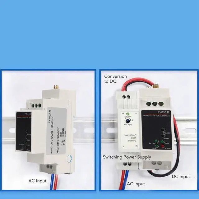 Alt view image 6 of 7 - Tyenaza WiFi Serial Server, IoT R485 to 2.4 and 5Ghz WiFi Dual Band Rail Mount Serial Converter 100 to 240V