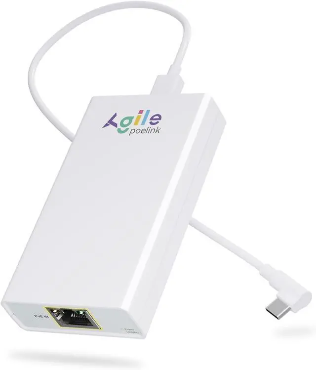 Main image of Gigabit PoE to USB C Converter for Smart Phone/Tablet, USB-C to Ethernet Adapter with 23W Charging, Power & Data 2-in-1 RJ45 Port to Type-C Adapter, 10/100/1000Mbps High Speed Plug & Play,IEEE802.3at