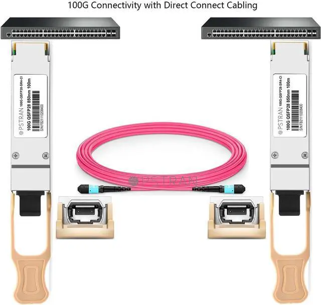 Alt view image 3 of 5 - 100GBASE-SR4 QSFP28 Optical Transceiver Module Compatible with Allied Telesis QSFP28-SR4 100G SR4 850nm 100m DDM MPO-12/UPC MMF