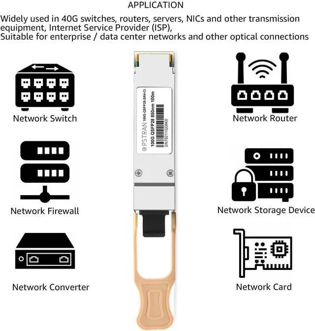 Alt view image 5 of 5 - 100GBASE-SR4 QSFP28 Optical Transceiver Module Compatible with Allied Telesis QSFP28-SR4 100G SR4 850nm 100m DDM MPO-12/UPC MMF