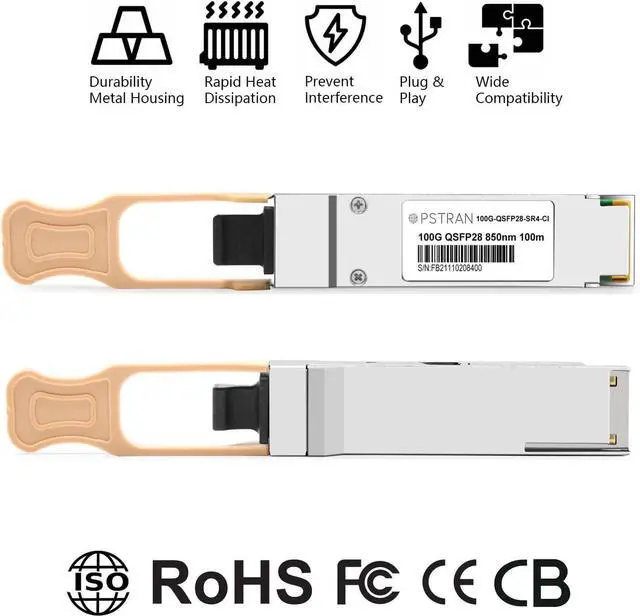 Alt view image 4 of 5 - 100GBASE-SR4 QSFP28 Optical Transceiver Module Compatible with Allied Telesis QSFP28-SR4 100G SR4 850nm 100m DDM MPO-12/UPC MMF