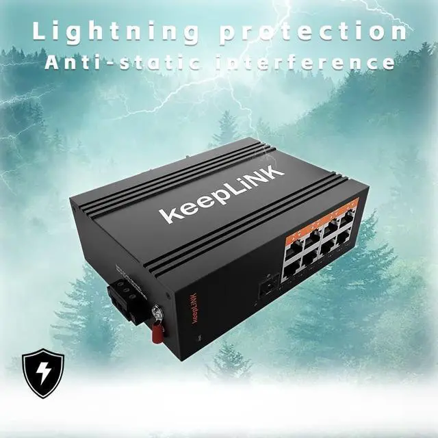 Alt view image 6 of 7 - 8 Port Industrial PoE Switch Unmanaged, Gigabit PoE Switch with 8 PoE+ Ports @245w, 1 SFP Slot, DIN Rail Hardened Network Switch, IP40