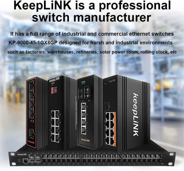 Alt view image 7 of 7 - 8 Port Industrial PoE Switch Unmanaged, Gigabit PoE Switch with 8 PoE+ Ports @245w, 1 SFP Slot, DIN Rail Hardened Network Switch, IP40