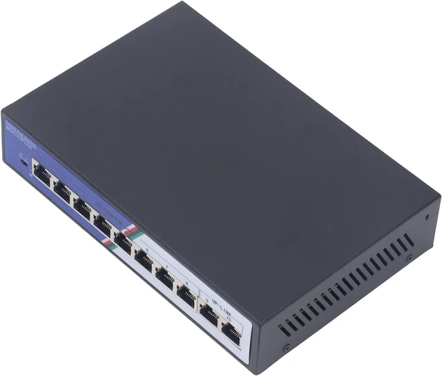 Alt view image 2 of 7 - 2Gbps Switching Capacity Unmanaged 10 Port PoE Network Switch, with 8 Port 10 100 Base TX Power Over Ethernet and 2 Port Uplink, 4KV Protection, 100 to 240V US Plug