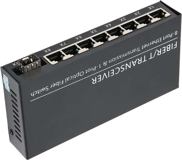 Alt view image 6 of 7 - Gigabit 1 Fiber 8 Port Ethernet, Single Mode Dual Fiber Adaptive Gigabit Converter, 8 Port Ethernet Transmission with Fiber Interface, for Signal Conversion and Network Expansion