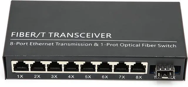 Alt view image 5 of 5 - 1 Fiber 8 Port Gigabit Ethernet Switch Single Mode Dual Fiber Converter