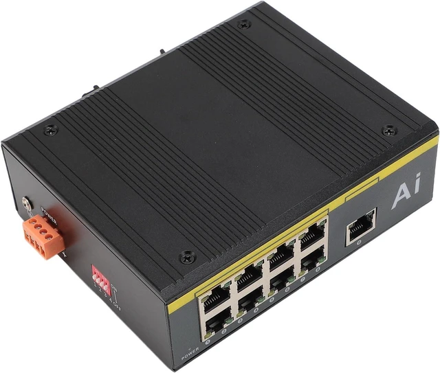 Alt view image 2 of 7 - Jiawu 9 Ports Network Switch with DIP Switch Protection and Wide Temperature Range for Outdoor Industrial Use