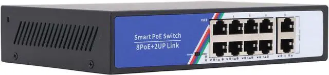 Alt view image 4 of 7 - 10 Port PoE Switch Unmanaged Plug and Play Ethernet Network Switch with 20Gbps Switching Capacity Metal Housing 100 - 240V US Plug and 4KV Port Thunder Protection for Servers and