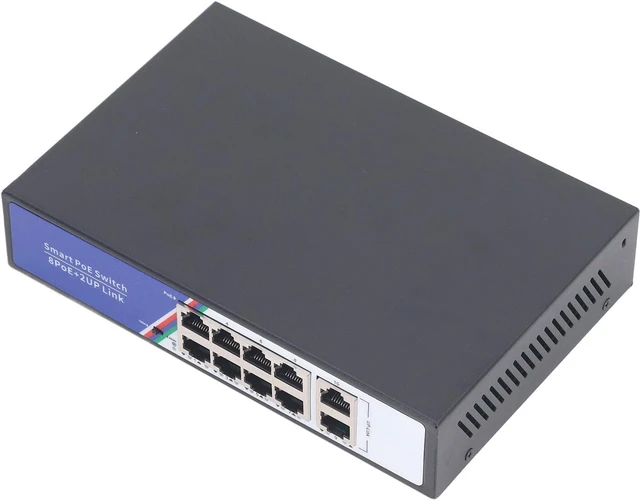 Alt view image 5 of 7 - for Servers and Adapters - 10 Port PoE Switch Unmanaged Plug and Play Ethernet Network Switch with 20Gbps Switching Capacity, Metal Housing, 100 - 240V US Plug and 4KV Port