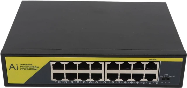 Alt view image 5 of 7 - Gavigain 200W 16 Port PoE Switch 30W Per Port Long Distance Extend Mode Fanless Quiet Cooling for Cameras Access Points Phone Systems Home Business