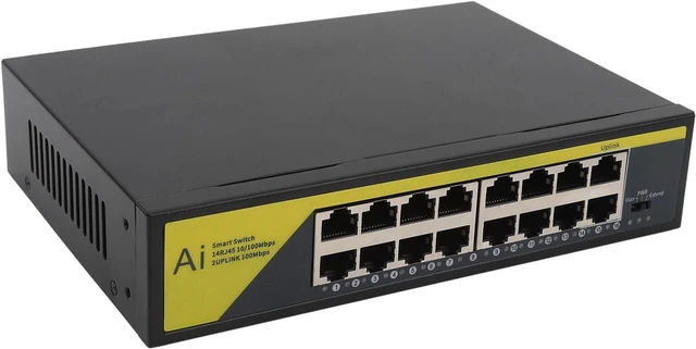 Alt view image 7 of 7 - Gavigain 200W 16 Port PoE Switch 30W Per Port Long Distance Extend Mode Fanless Quiet Cooling for Cameras Access Points Phone Systems Home Business