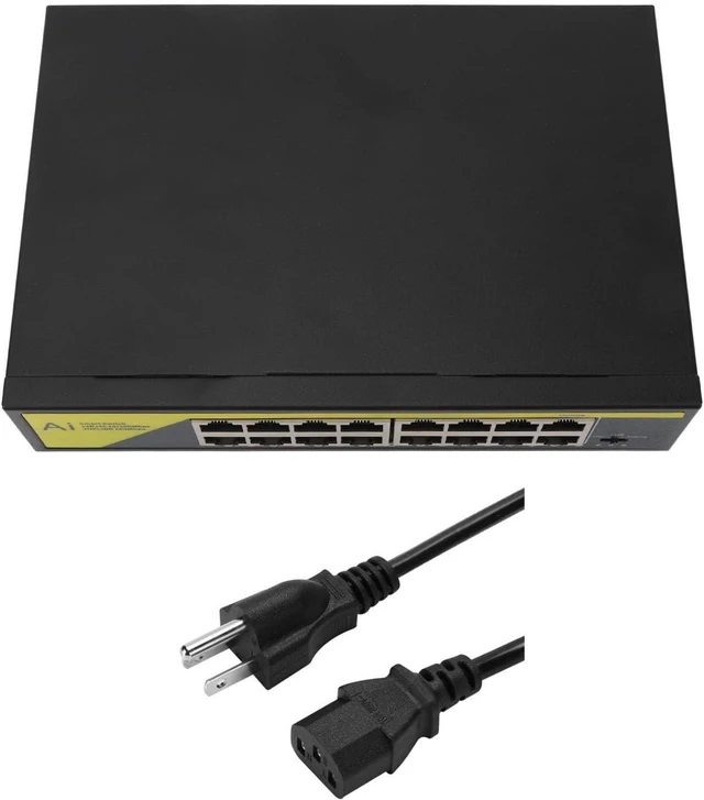 Main image of Gavigain 200W 16 Port PoE Switch 30W Per Port Long Distance Extend Mode Fanless Quiet Cooling for Cameras Access Points Phone Systems Home Business
