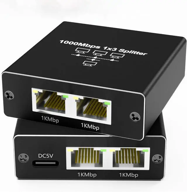 Main image of Ethernet Cable Splitter 1 to 3, Gigabit LAN Switch 1000Mbps RJ45 High Speed 1000Mbps with USB C Power Cable for Cat5/5e/6/7/8 Compatible