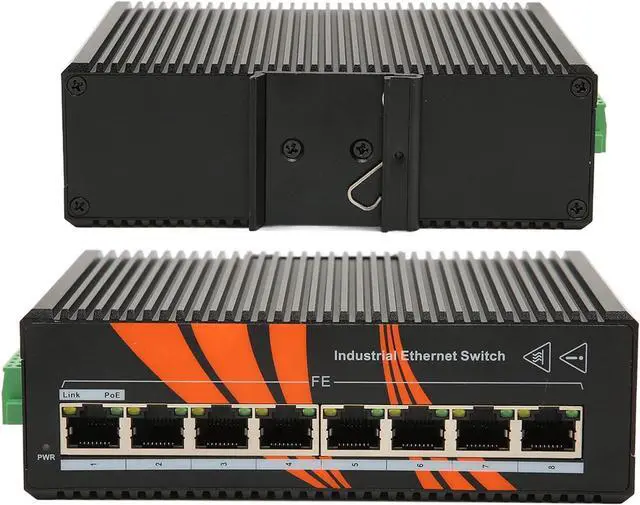Alt view image 6 of 7 - Industrial Ethernet Switches 8 Port, Unmanaged DIN Rail Network Switch, 12 to 58V DC Input with IP40 Protection, Wide Temperature Range from - 40 to 75 Degree Centigrade for Indus