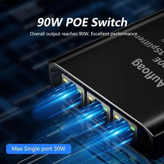 Alt view image 4 of 7 - Gigabit PoE Switch 1 to 3-1000M POE Splitter 1 in 3 Out, Total 90W with 3PoE+ Extender, Compatible with Cat5/5e/6/7/8 Cable, Plug & Play, 5 Port Network Switch for PoE IP Phone Access Point