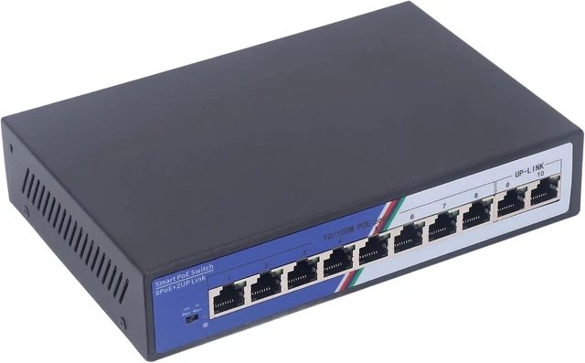 Alt view image 6 of 7 - 2Gbps Switching Capacity Unmanaged 10 Port PoE Network Switch, with 8 Port 10 100 Base TX Power Over Ethernet and 2 Port Uplink, 4KV Protection, 100 to 240V US Plug