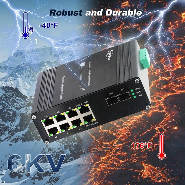 Alt view image 5 of 6 - Unmanaged 8-Port 2.5G 30W PoE Ethernet Switch with 2-Port 10G SFP+