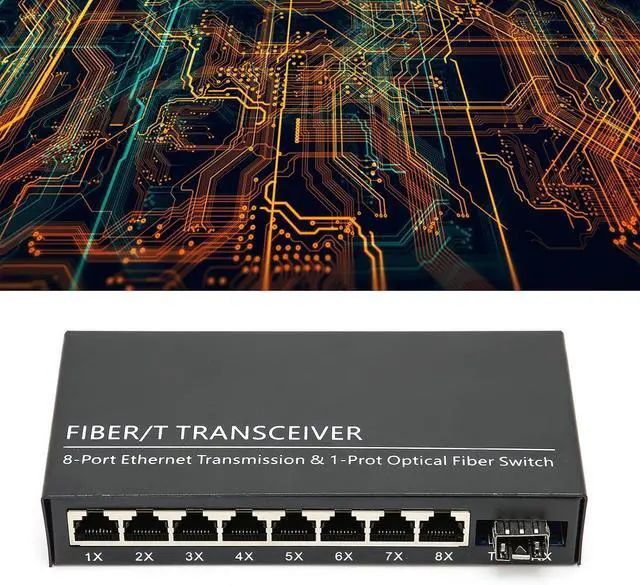 Alt view image 3 of 5 - 1 Fiber 8 Port Gigabit Ethernet Switch Single Mode Dual Fiber Converter