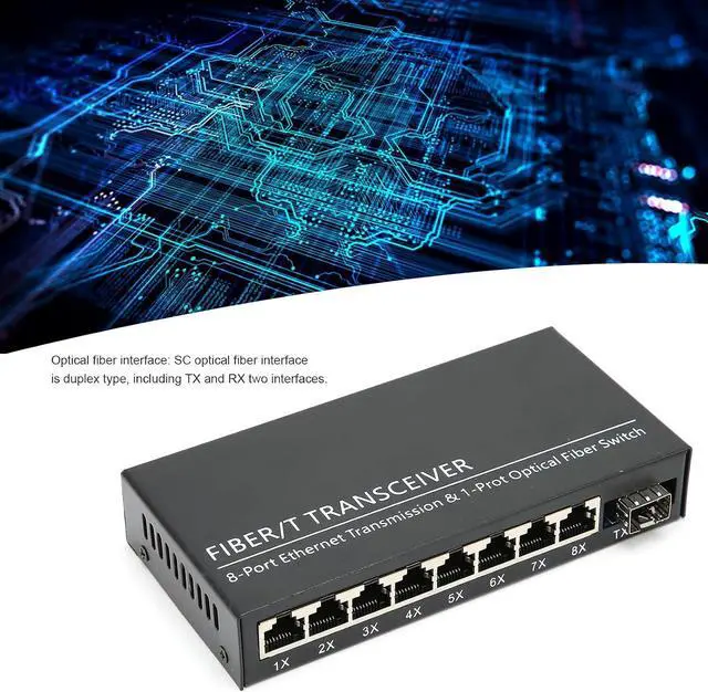 Alt view image 2 of 5 - 1 Fiber 8 Port Gigabit Ethernet Switch Single Mode Dual Fiber Converter