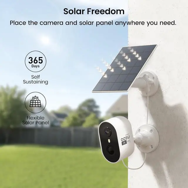 Alt view image 4 of 7 - AOSU 2K Solar Camera Outdoor Wireless, Cameras for Home Security, WiFi Camera for Home Surveillance with Spotlight Color Night Vision, PIR/AI Motion Detection, 2-Way Talk, IP66 Waterproof