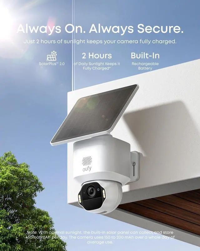Alt view image 6 of 7 - eufy SoloCam E42, 4K Security Camera Wireless Outdoor, Solar Powered, AI Motion Tracking, Strobe Light, Pan & Tilt, Facial Recognition, Up to 16 TB, Smart Home Compatible