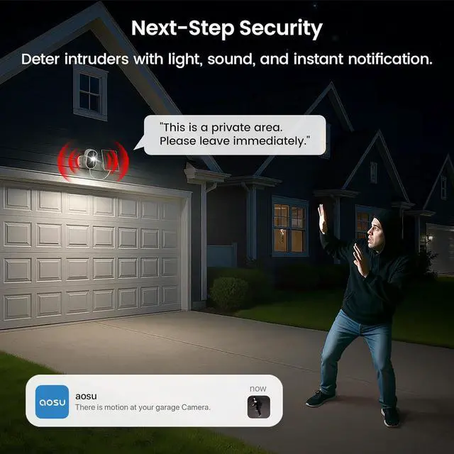 Alt view image 7 of 7 - AOSU 2K Solar Camera Outdoor Wireless, Cameras for Home Security, WiFi Camera for Home Surveillance with Spotlight Color Night Vision, PIR/AI Motion Detection, 2-Way Talk, IP66 Waterproof