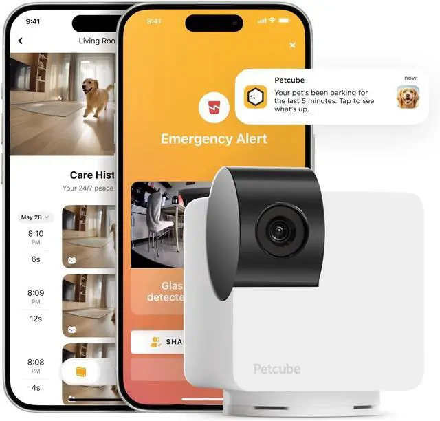Main image of Petcube Cam 360 Wi-Fi Pan-Tilt Pet Security Camera with App | No subscription required, 1080p HD video, 360° rotation, night vision, AI alerts for dog, cat & home monitoring