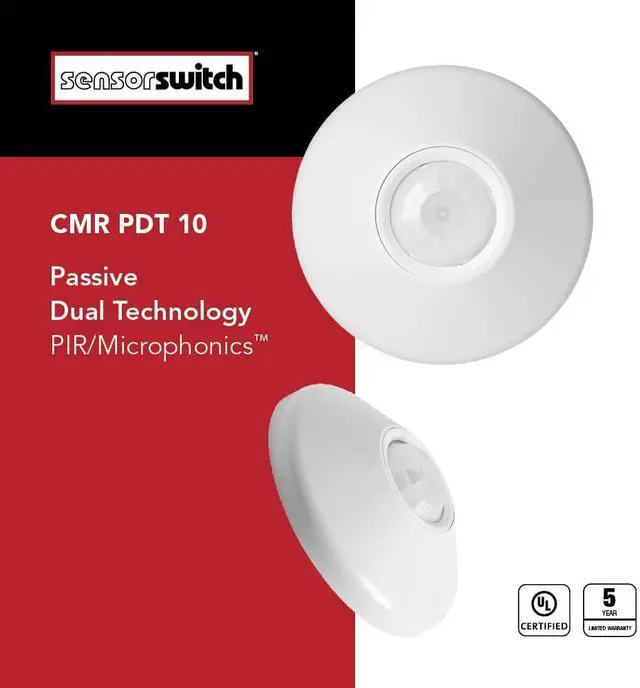 Alt view image 3 of 7 - Sensor Switch CMR PDT 10 Dual Tech Ceiling Mount Occupancy Sensor 28ft Range & PP20 Power Pack Circuit Protection